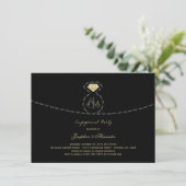 彼女は、Yes文字リングや輪モノグラム婚約パーティ 招待状 (スタンド正面)