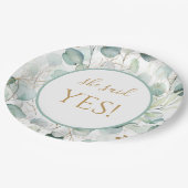 彼女は、Yes紙プレートユーカリブライダルシャワー ペーパープレート (アングル)