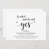 彼女は、yes、婚約パーティ招待状 招待状 (正面/裏面)