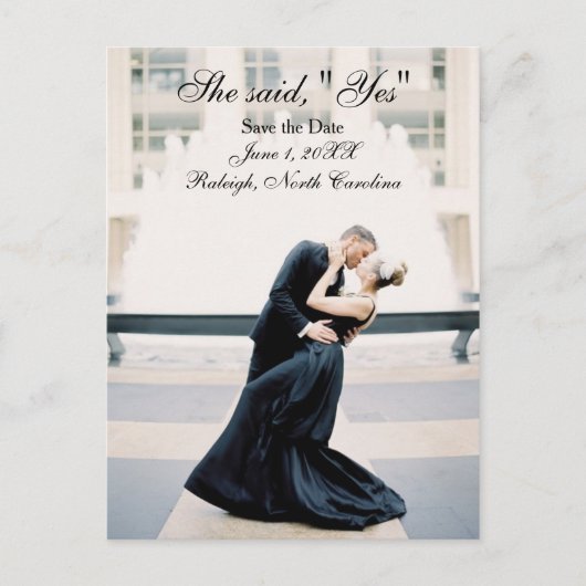 彼女は、"Yes"日付を保存する – ポストカード (正面)