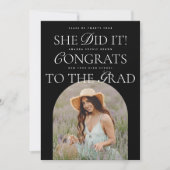 彼女はB&Wアーチハイブリッドフォント卒業モダン 招待状 (正面)