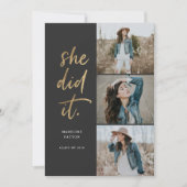 彼女はIt金ゴールドと黒の卒業発表をした 招待状 (正面)