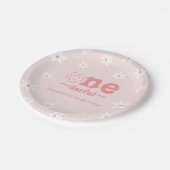 彼女はOnederfulレトロGroovy花の誕生日 ペーパープレート (アングル)