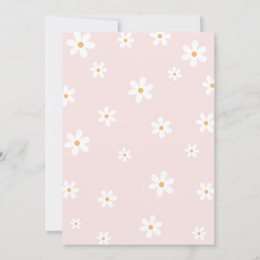 彼女はOnederfulレトロGroovy花の誕生日 招待状 (裏面)