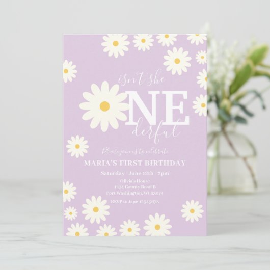 彼女はONEderful薄紫デイジー最初の誕生日 招待状 (スタンド正面)