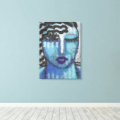 彼女はOSBで非常に冷たい抽象芸術アクリルポートレート キャンバスプリント (インサイチュ (ウッドフロア))