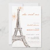 彼女はOui Bridal Shower Invitation Paris Franceと述べた 招待状 (正面)