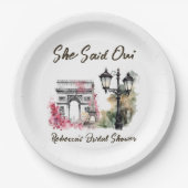 彼女はOui ParisブライダルシャワーParisian Brunchと述べた ペーパープレート (正面)