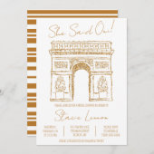 彼女はOui Paris、Arc de Triomphe、ブライダルシャワーと述べた 招待状 (正面/裏面)