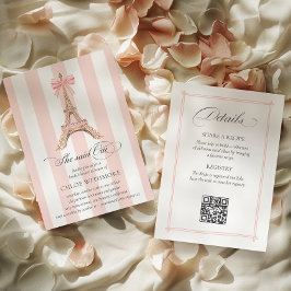 彼女はOui Paris BowエッフェルタワーQRCODE詳細を述べた 招待状