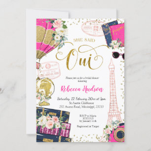 彼女はOui Paris Bridal Shower Invitationと述べた 招待状