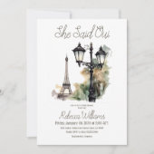 彼女はOui Parisianブライダルシャワーブランチと述べた 招待状 (正面)