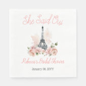 彼女はOui Parisian Pinkフローラブライダルシャワーを述べた スタンダードランチョンナプキン (正面)