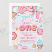 彼女はSweet Oneの女の子の最初の誕生日の招待状だ。 招待状 (正面/裏面)
