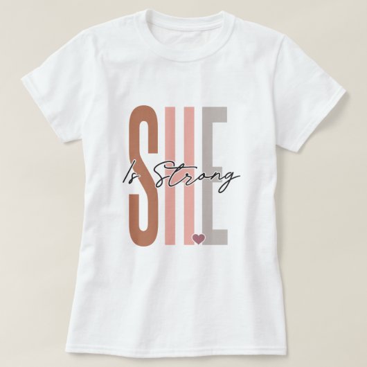彼女はT感動的シャツのデザインが強い Tシャツ (デザイン正面)