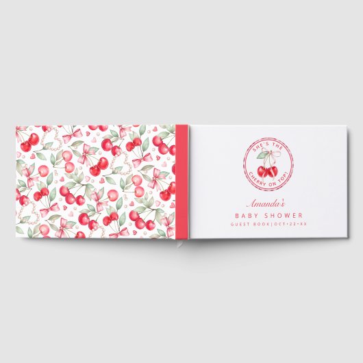 彼女はTop Baby Showerのさくらんぼのゲストブック ゲストブック (全面)