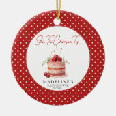 彼女はTop Baby Showerのさくらんぼ セラミックオーナメント (正面)