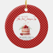 彼女はTop Baby Showerのさくらんぼ セラミックオーナメント (裏面)