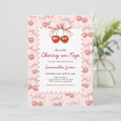 彼女はTop Baby Showerのさくらんぼ 招待状 (スタンド正面)