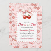 彼女はTop Baby Showerのさくらんぼ 招待状 (正面/裏面)