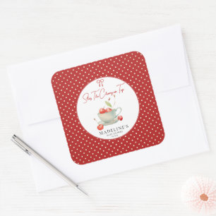彼女はTop Baby Shower Stickerのさくらんぼだ スクエアシール