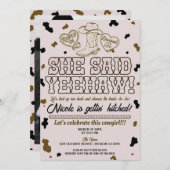 彼女はYehaw Pink Country Cowブライダルシャワーと言った 招待状 (正面/裏面)