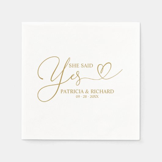 彼女はYesかわいい婚約パーティナプキンスと言った スタンダードカクテルナプキン (正面)