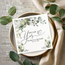 彼女はYesかわいい婚約パーティナプキンスと言った スタンダードカクテルナプキン