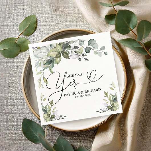 彼女はYesかわいい婚約パーティナプキンスと言った スタンダードカクテルナプキン