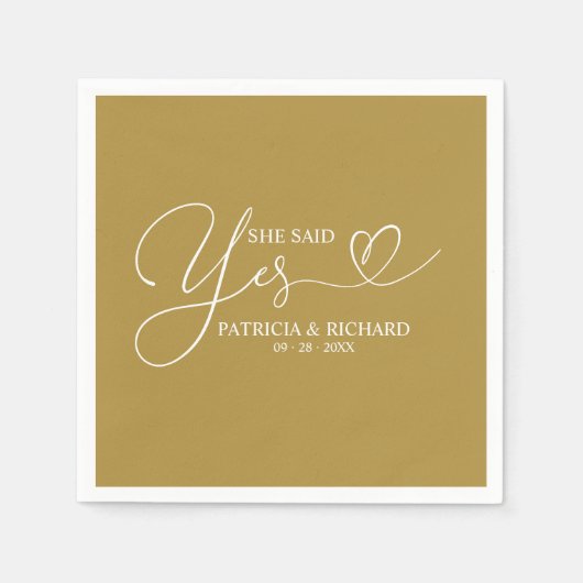 彼女はYesかわいい婚約パーティナプキンスと言った スタンダードカクテルナプキン (正面)