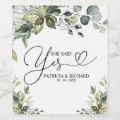 彼女はYesかわいい婚約パーティ ワインラベル (シングルラベル)