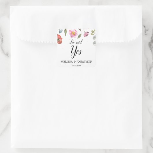 彼女はYesかわいらし春フローラ婚約パーティ スクエアシール (バッグ)