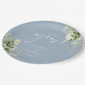 彼女はYesの緑のほこりっぽいブルー婚約パーティと言った ペーパープレート (アングル)