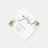 彼女はYesの緑のフローラ婚約パーティを言った スタンダードカクテルナプキン (角)