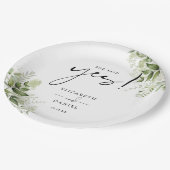 彼女はYesの緑のフローラ婚約パーティを言った ペーパープレート (アングル)