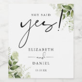 彼女はYesの緑のフローラ婚約パーティを言った ワインラベル (シングルラベル)