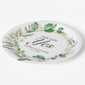 彼女はYesの緑の幾何学的な婚約を言った ペーパープレート (アングル)