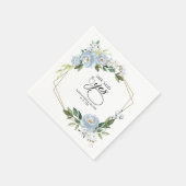 彼女はYesほこりっぽい青い幾何学的ブライダルシャワーを言った スタンダードカクテルナプキン (角)