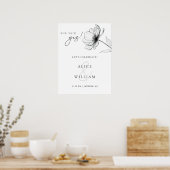 彼女はYesエレガントフローラ婚約パーティ標識と言った ポスター (キッチン)