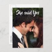 彼女はYesエレガント写真Save the Dateと言った 案内ポストカード (正面/裏面)
