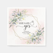 彼女はYesグリーンリー幾何学ブライダルシャワーナップと言った スタンダードカクテルナプキン (正面)