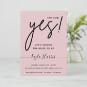 彼女はYesシンプルブライダルシャワー招待を述べた 招待状 (スタンド正面)