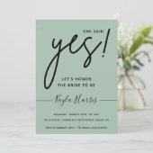 彼女はYesシンプルブライダルシャワー招待を述べた 招待状 (スタンド正面)