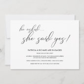 彼女はYesシンプル書道婚約パーティ 招待状 (正面)