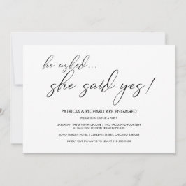 彼女はYesシンプル書道婚約パーティ 招待状