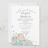 彼女はYesシーセル婚約サンゴティール（緑がかった色） 招待状 (正面)