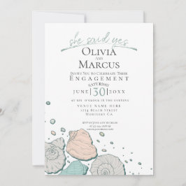 彼女はYesシーセル婚約サンゴティール（緑がかった色） 招待状