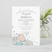 彼女はYesシーセル婚約サンゴティール（緑がかった色） 招待状 (スタンド正面)