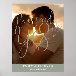 彼女はYesセージ婚約写真ウェルカムサインを述べた ポスター