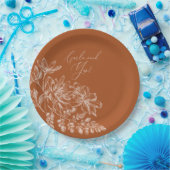 彼女はYesテラコッタモノグラムフローラ ペーパープレート (パーティー)